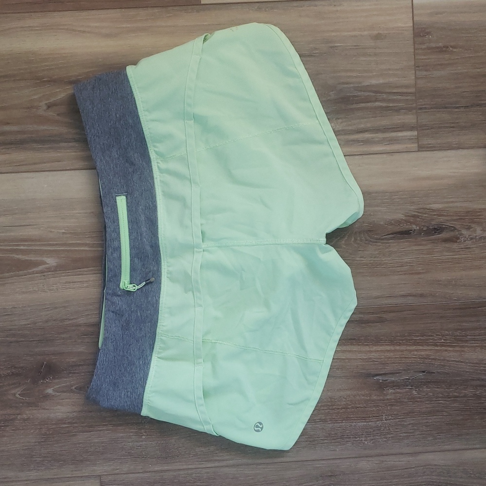 Lululemon Women's Athletic Lime and Gray Shorts